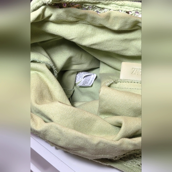 NWT Zara Green Cotton Crochet Buckle Style Bag - Picture 10 of 12
